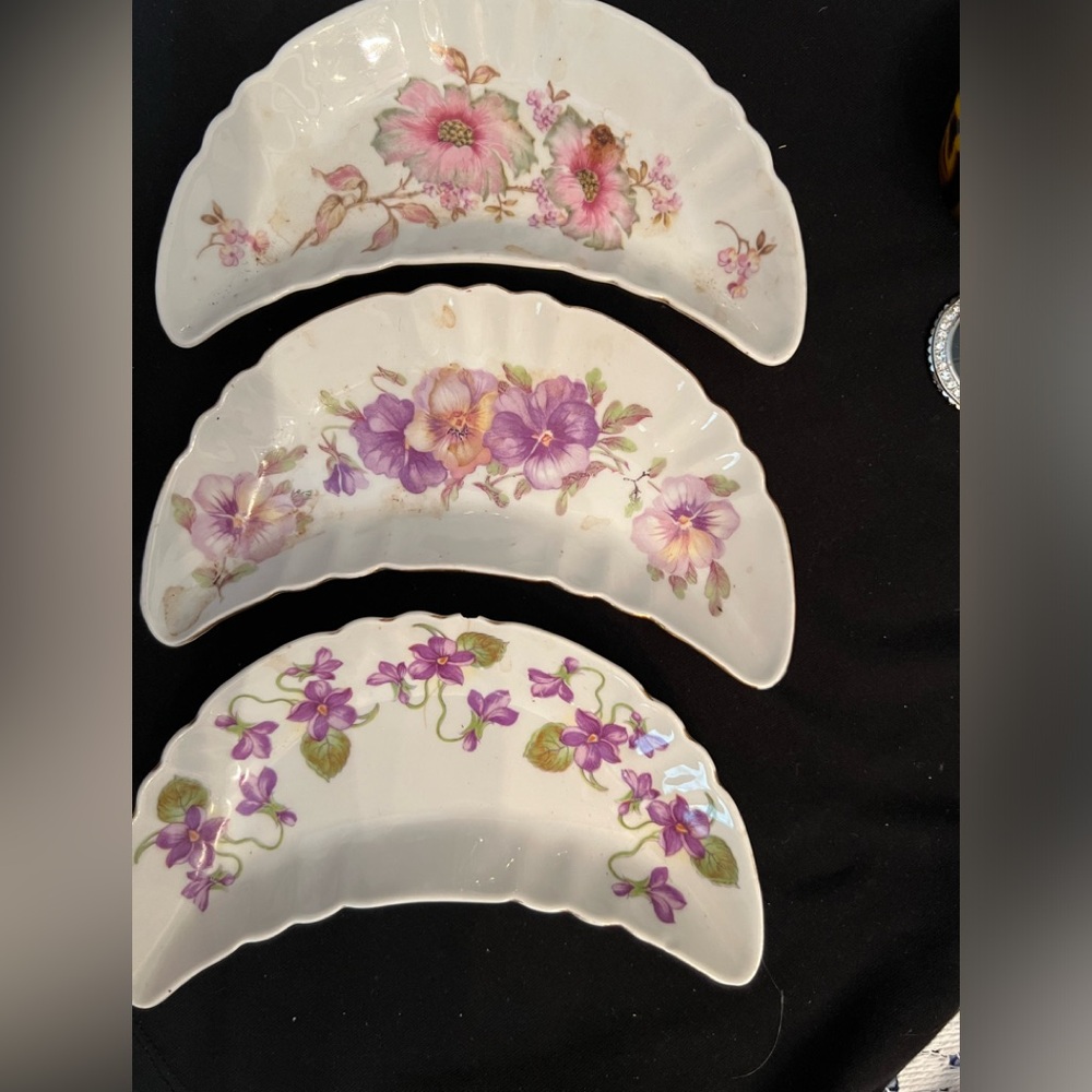Vintage Old Nuremberg floral porcelain set of three.